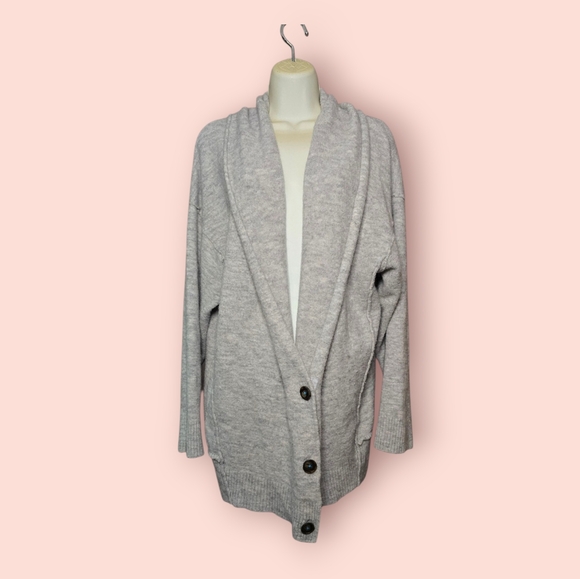 Free People Eucalyptus Cardigan Button Sweater Heather Gray Women's Medium - Picture 1 of 3